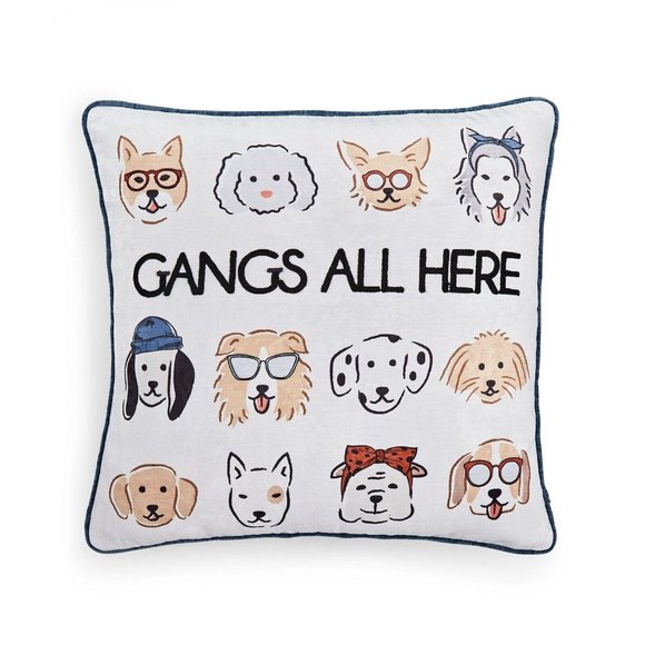 Lacourte Other - NWT Lacourte Gangs All Here Dogs Throw Pillow White / Blue 20 X 20